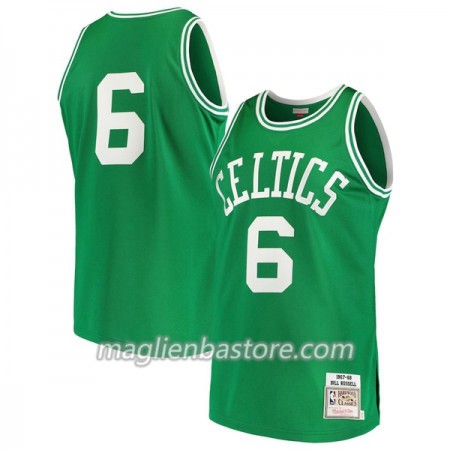 Maglia NBA Boston Celtics Bill Russell 6 Hardwood Classics Verde Swingman - Uomo